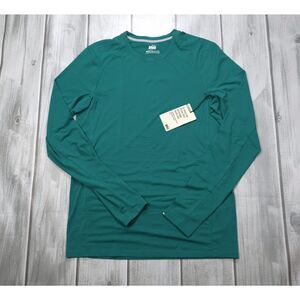 NEW REI Swiftland Long Sleeve Running T-Shirt Crater Teal Reflective Size MT